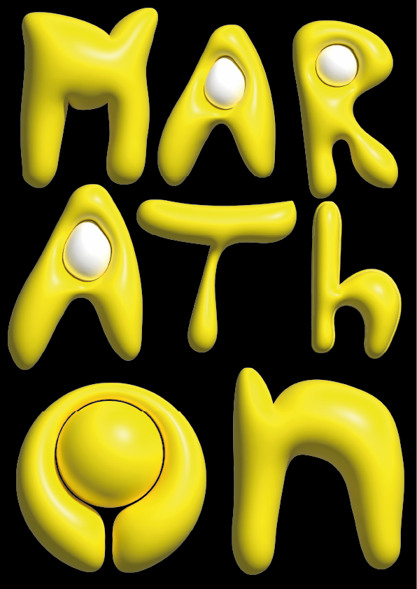 Marathon — плакат v1.0, жёлтая типографика